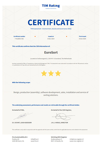 certificate of the TIM measurement at 3 stars